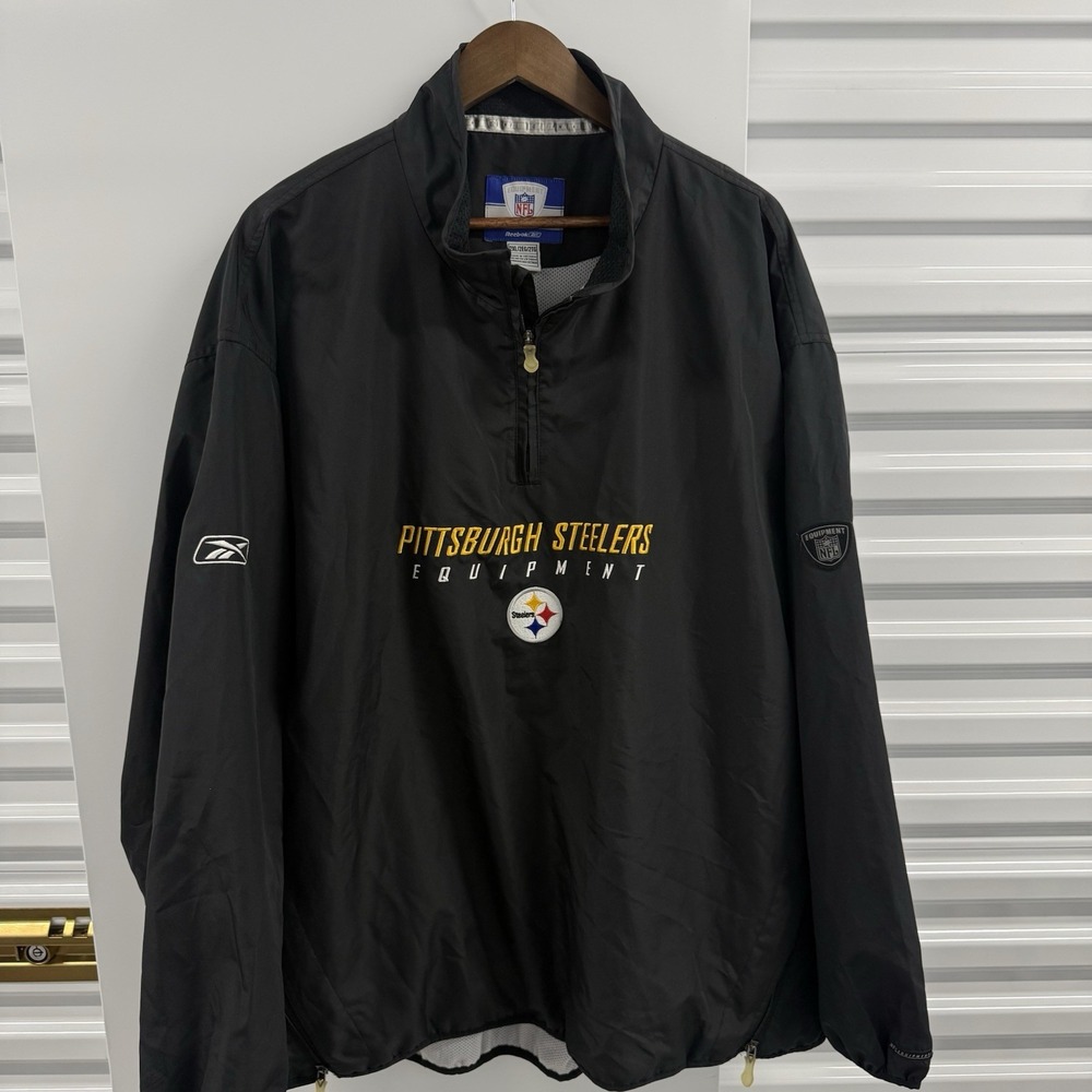 Y2K Reebok Pittsburgh Steelers NFL Equipment 1/4 Zip Jacket Mens 2XL